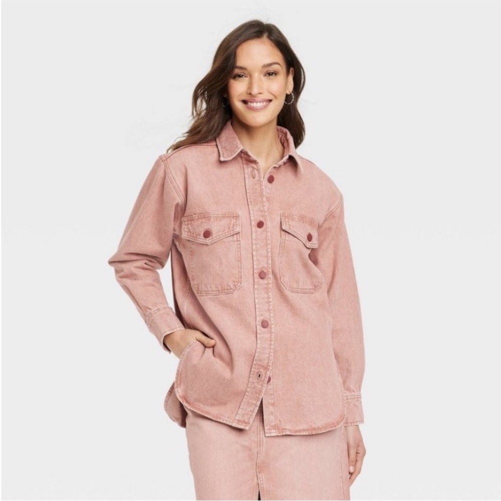 Women’s Denim Shacket (Clay Pink)
